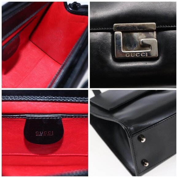 GUCCI Shoulder Bag Leather Black Silver - Picture 13 of 16